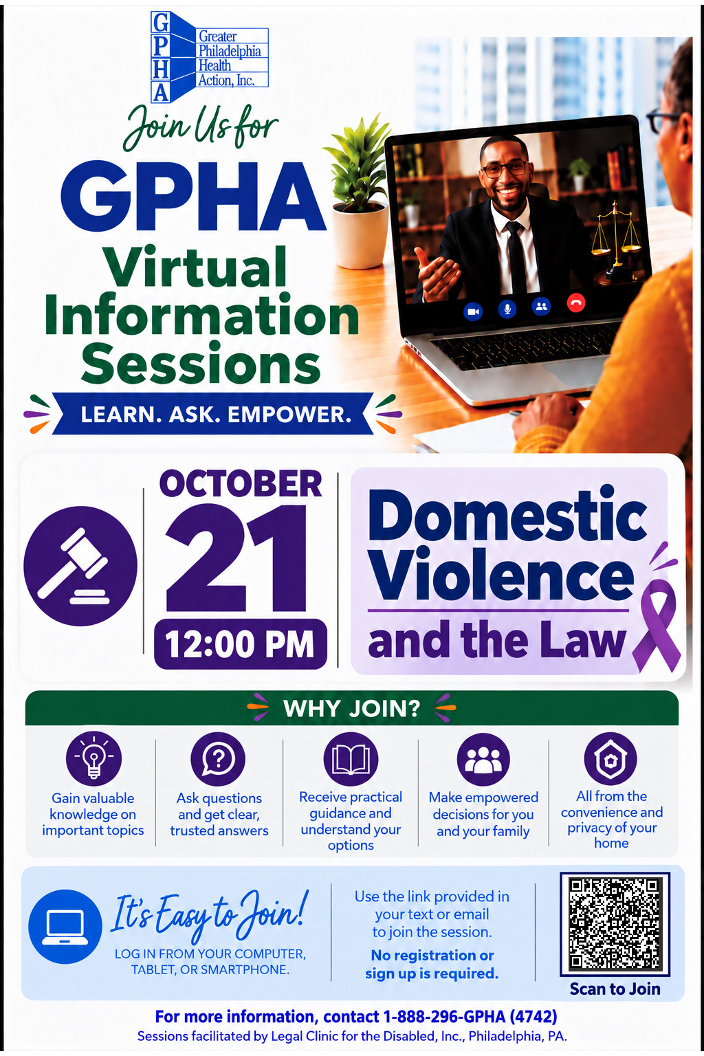 Domestic Violence and the Law learning session flyer